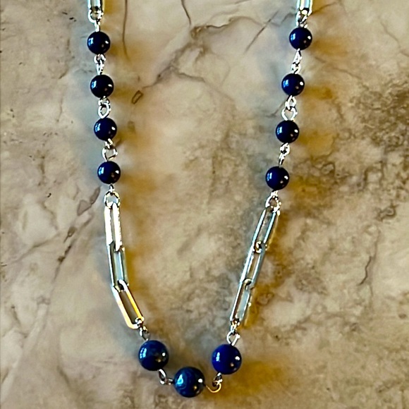 Lapis Lazuli Paper Clip Necklace - Picture 4 of 7